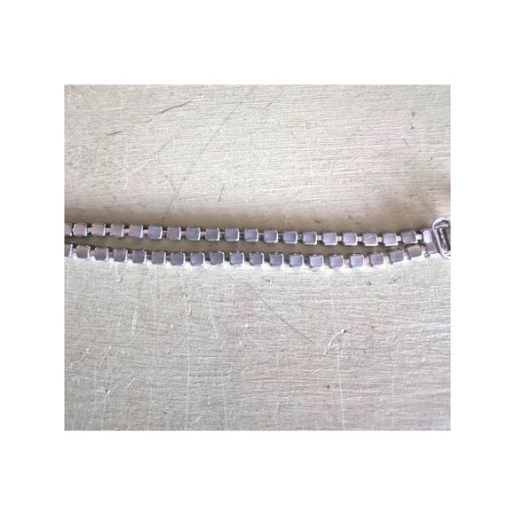 Vintage Rhinestone Silver Tone Double Strand Tennis Bracelet Signed Coro - Picture 10 of 10